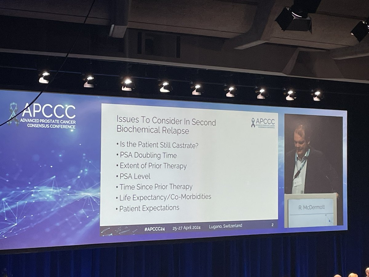 Key points from @RayMcDermott1 on PSA recurrence. Note the first one - I’ve lost count of the number of times the solution to the unexpected progression (including known M1) was “the other doc told me I could stop the injections and I haven’t had one for 2 years.” #APCCC24