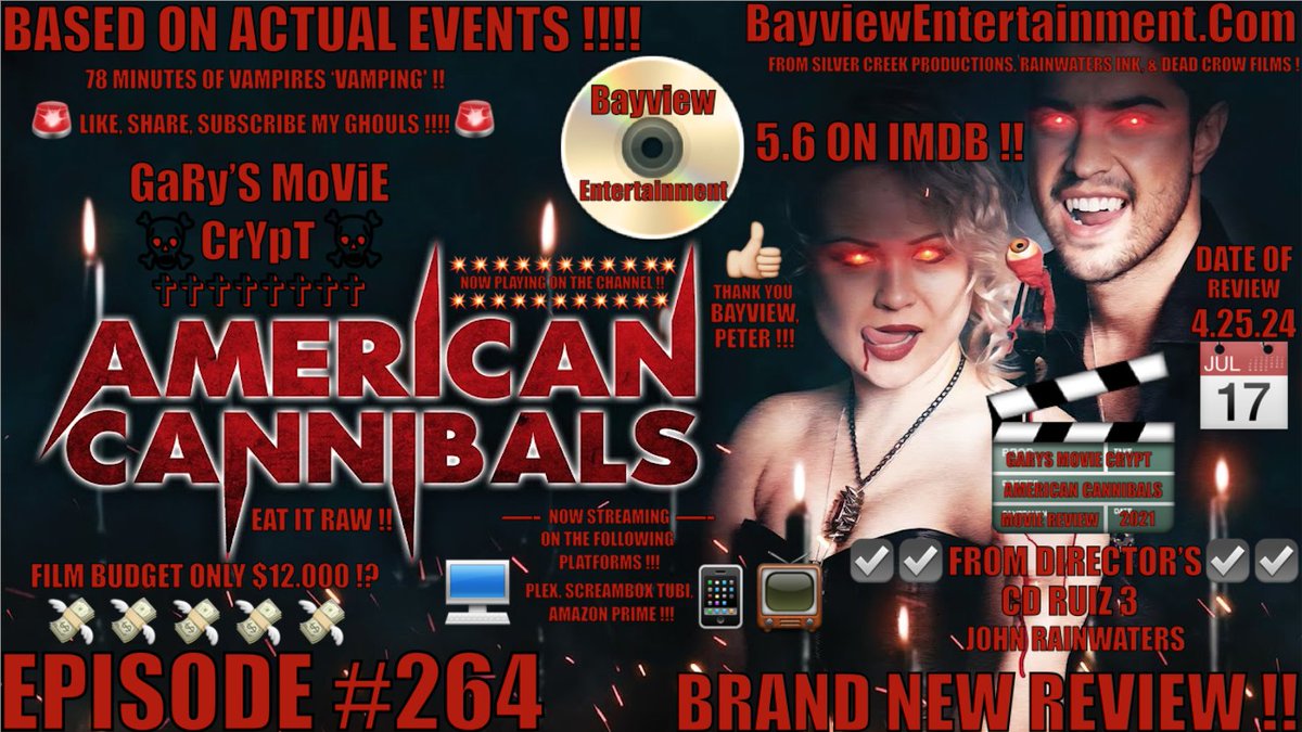 youtube.com/watch?v=rBVJOg… FUL REVIEW HERE !!

🎬💥💥 Movie Review !!!💥💥 🎬 #AmericanCannibals From -2021- | #BayviewEntertainment | 📺 EPISODE #264 📺|

Hello Fiends, Happy Thursday come checkout my REVIEW today as i checkout a film from 2021 Entitled `American Cannibals` .....