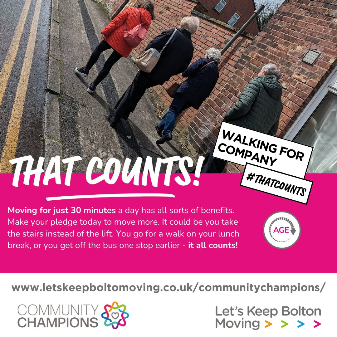 BoltonChampions's tweet image. Feeling isolated? Sometimes, all it takes is a walk with familiar faces to lift your spirits &amp;amp; beat loneliness. Let's walk together and connect!
#BoltonChampions #ThatCounts #NationalWalkingMonth