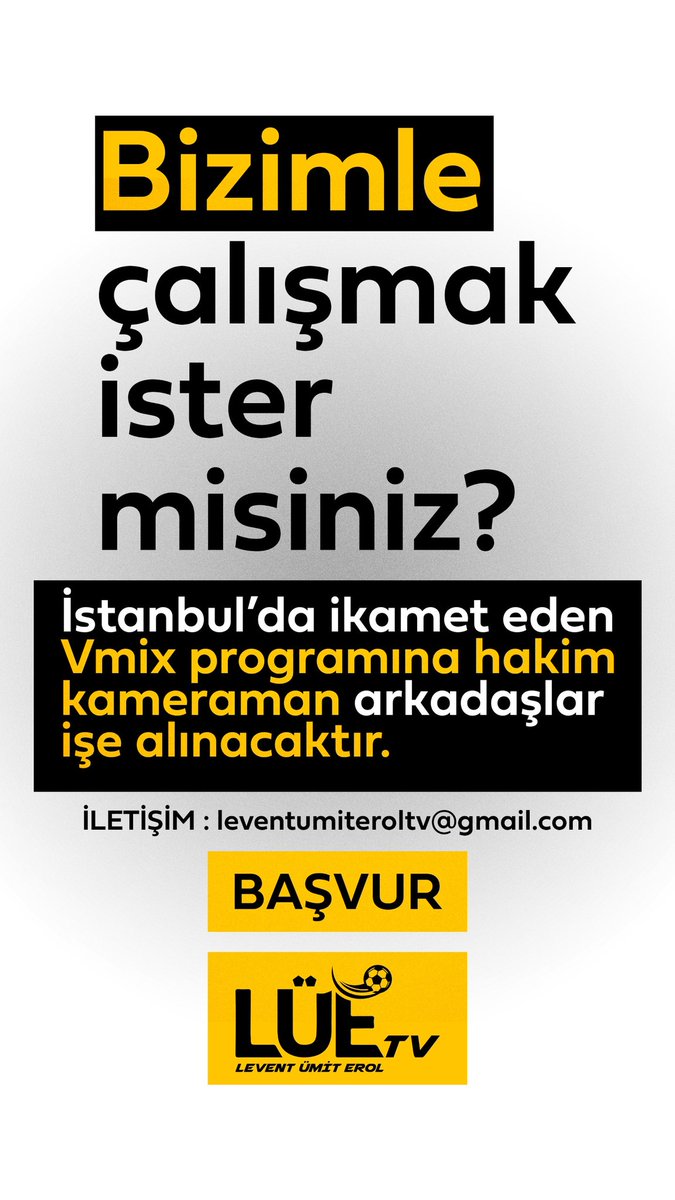 📣 Bizimle çalışmak ister misiniz?

İstanbul ‘da ikamet eden Vmix programını bilen kameraman arkadaşlar alınacaktır..