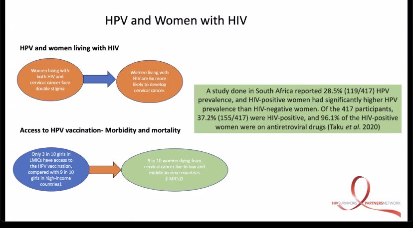 Important presentation from South Africa 🇿🇦- women living with #HPV and #HIV are facing a double stigma via ⁦@HIVpxresearch⁩ ⁦@Toget_HERHealth⁩ webinar