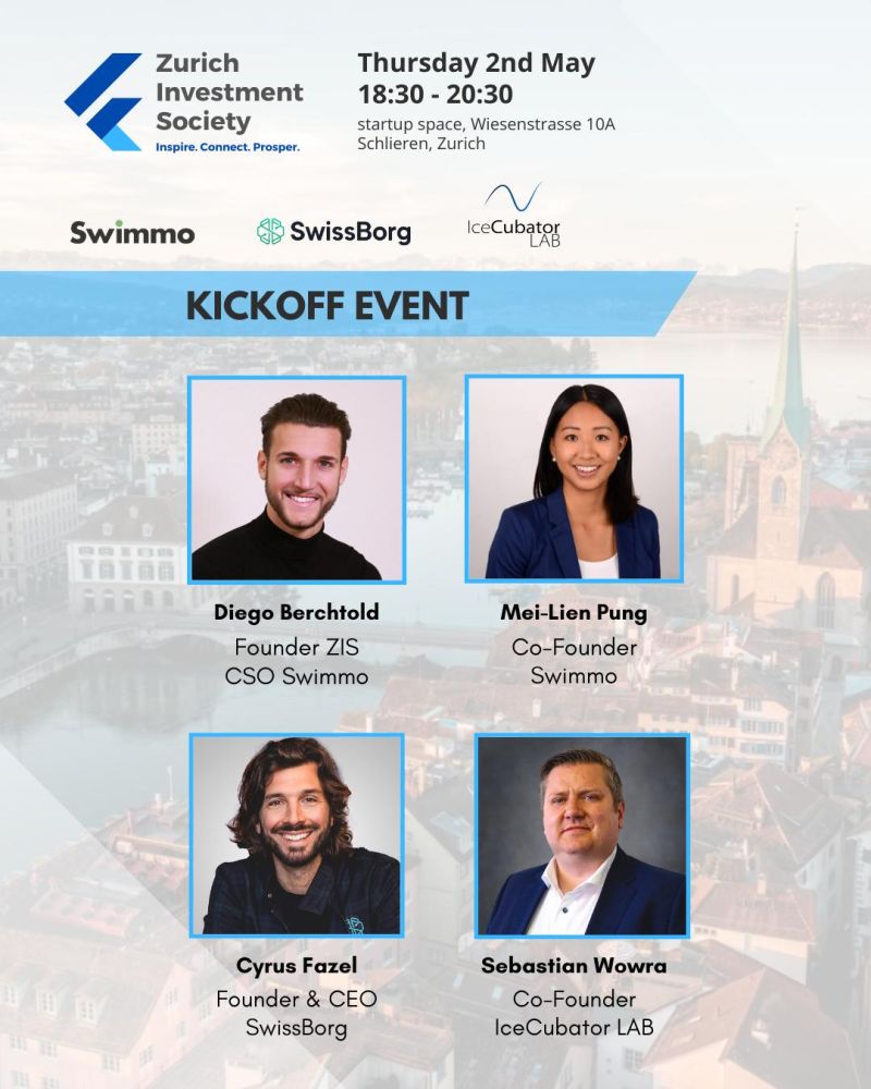 🙌🏽 Join us at the Zurich Investment Society's inaugural event on May 2 at Startup Space Zurich West, where our CEO @Cyrus_Fazel, will share insights on the future of finance! 🚀 🎟️ Tickets 👉🏽 eventbrite.ch/e/kickoff-zuri… 🍾 Don’t miss the food corner with hotdogs & snacks.…