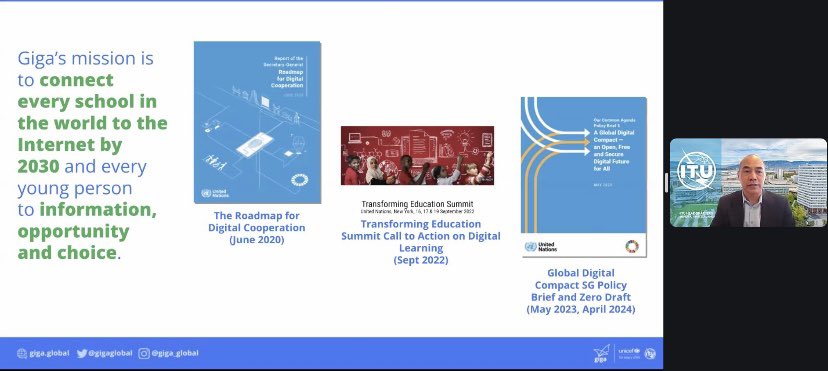 As part of @UN 2.0 week, the “Reimagining Education” session deep dived into how connectivity, digital and foresight can transform education. Giga co-lead, Alex Wong took part in the event, which featured these key takeaways: linkedin.com/feed/update/ur…