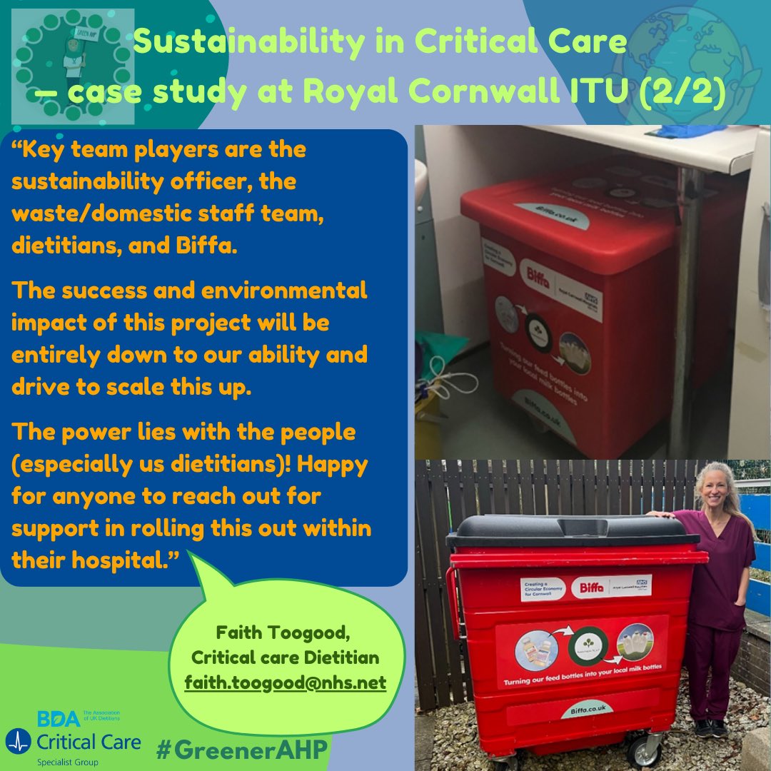 Critical Care Specialist Group of @BDA_Dietitians (@bdacriticalcare) on Twitter photo Here is a case study on a fabulous enteral feed bottle recycling project led by the critical care dietitian, Faith from Royal Cornwall Trust. Thanks for your effort!! 😍♻️🌍 <a href="/BDA_Dietitians/">British Dietetic Association</a> @BDA_sustainable <a href="/ITUCornwall/">CriticalCareCornwall</a> <a href="/RchtDietitians/">RCHTDietitians</a> <a href="/faithtoogood/">Faith Toogood</a> #GreenerAHP 🌱 Here is a case study on a fabulous enteral feed bottle recycling project led by the critical care dietitian, Faith from Royal Cornwall Trust. Thanks for your effort!! 😍♻️🌍 <a href="/BDA_Dietitians/">British Dietetic Association</a> @BDA_sustainable <a href="/ITUCornwall/">CriticalCareCornwall</a> <a href="/RchtDietitians/">RCHTDietitians</a> <a href="/faithtoogood/">Faith Toogood</a> #GreenerAHP 🌱