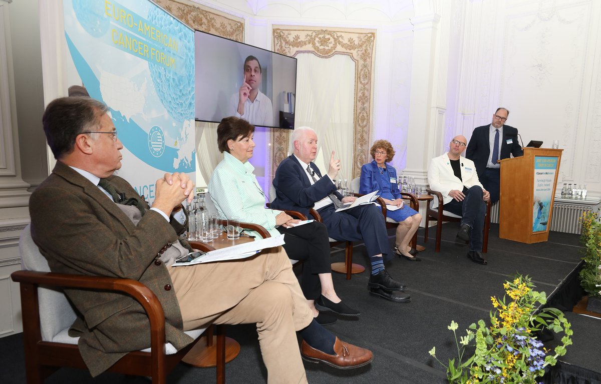 #EuroAmericanCancerForum2024 session 3 panel discussing #TimeToAccelerate #EUCancerManifesto and empowering transatlantic cooperation. 📸 Alberto Costa @ESOncology, Lynn Schuchter @ASCOPres, Mark Lawler @AlCRIproject @QUBelfast, Satish Gopal @NCIGlobalHealth, Kathy Oliver…