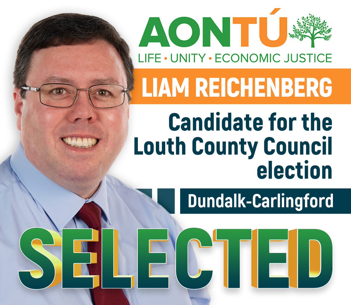 Delighted to announce that Liam Reichenburg will stand in the Dundalk -Carlingford LEA. 

Liam is an incredible worker and has worked in Dundalk for decades. 

Get behind his campaign. Join us on aontu.ie/membership/