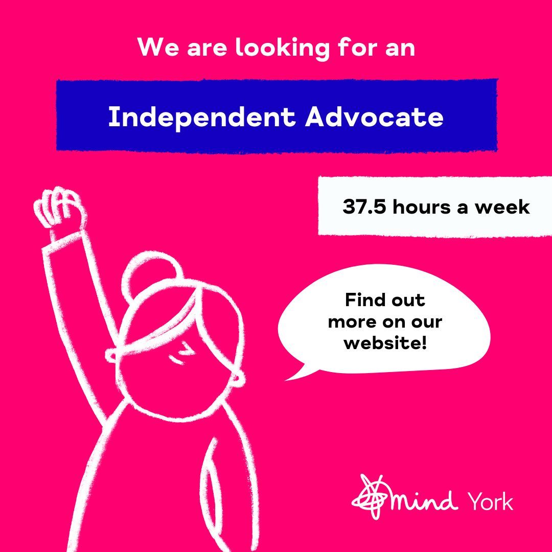 We're on the lookout for an Independent Advocate to join us on a full-time basis (37.5 hours per week). In this role, you'll have the opportunity to deliver vital advocacy support within York and the surrounding areas.

Find out more on our website: buff.ly/3JzCQwQ 💙