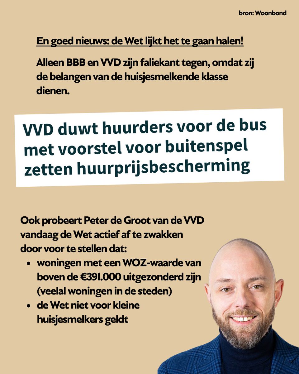 Peter de Groot en de VVD spannen samen met huisjesmelkers om te voorkomen dat huurdersrechten versterkt worden en woekerhuren aan banden worden gelegd. Hier een korte uitleg over de Wet betaalbare huur en deze sabotage: