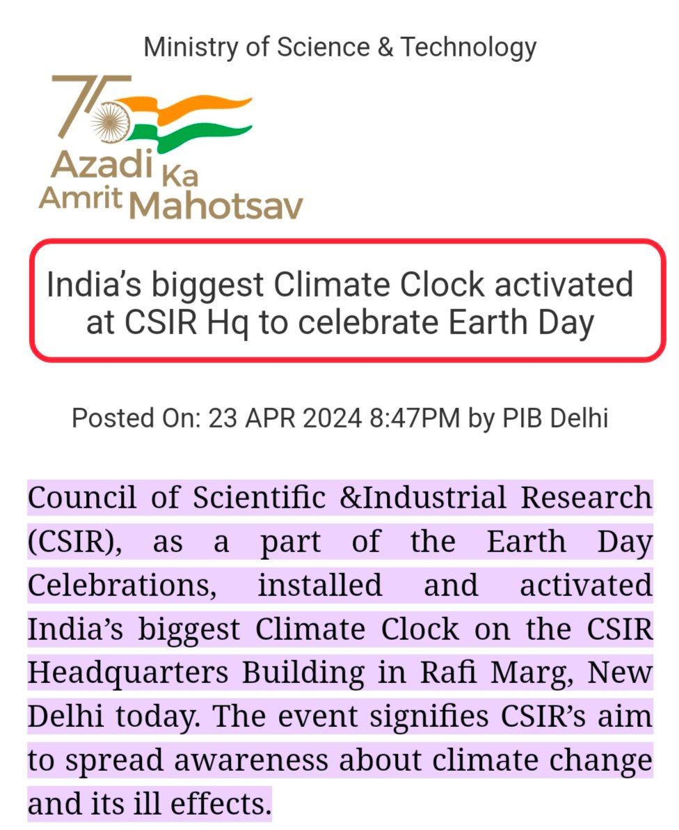 India's biggest Climate Clock activated at CSIR Hq to celebrate Earth Day