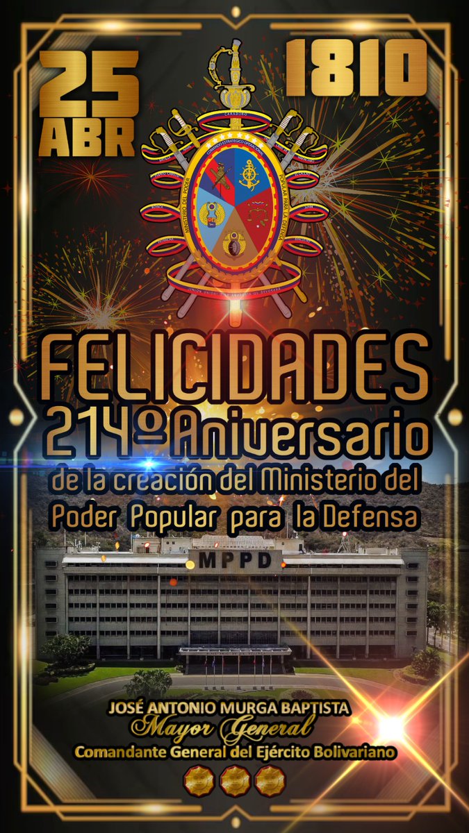 🇻🇪 #Aniversario || Con orgullo celebramos los 214 años de historia y excelencia del Ministerio del Poder Popular para la Defensa. Su compromiso inquebrantable con la protección de nuestra nación es un ejemplo de valor y sacrificio. ¡Feliz aniversario! Juntos, construimos un