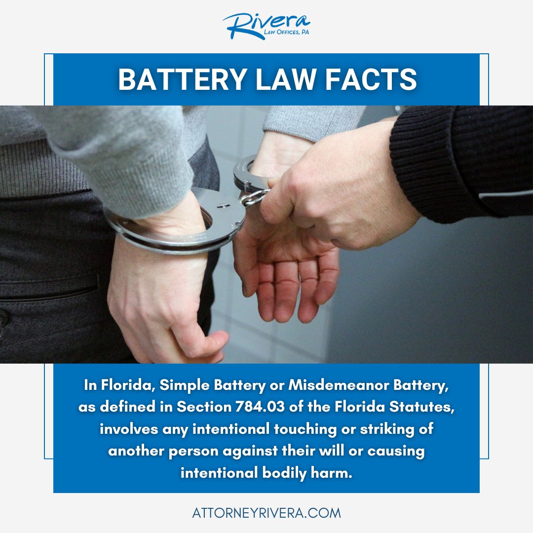 ⚖️ Dive into Battery Law Facts on Our Website!  🌐 attorneyrivera.com/battery-defens…

#RiveraLaw #AttorneyRivera #BatteryLawFacts #BatteryLaw #LegalFacts #KnowledgeIsPower #VisitOurWebsite