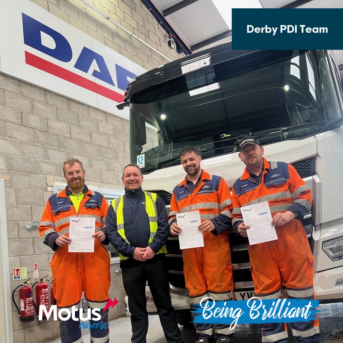 Andy Rowland, Jayce Smith and Tim Green, our PDI team at Motus Commercials Derby, have all received Being Brilliant awards! 🤩 Well done team, keep up the great work! 👏 #BeingBrilliant #TeamWork #Careers #MotusPeople #MotusCommercials