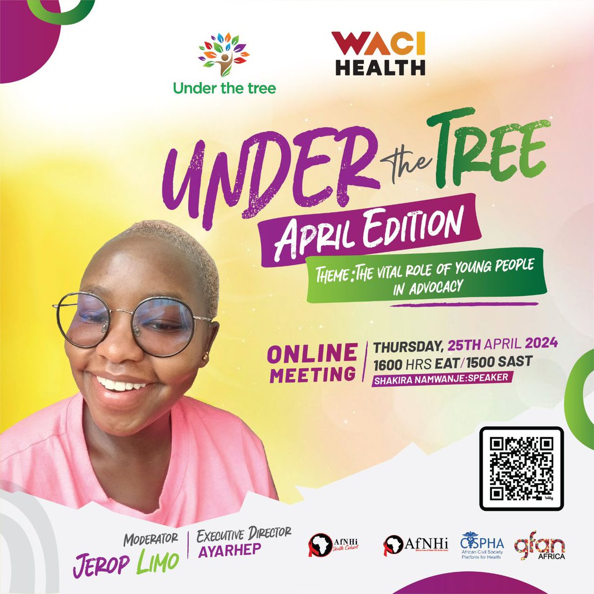 .@WACIHealth Under the Tree April 2024 Edition event. Will be on later today ,moderated by @jerop_limo, Executive Director at @AYARHEP_KENYA. Coming up at - 16:00 Hrs EAT (East Africa Time) Register here: us02web.zoom.us/meeting/regist…