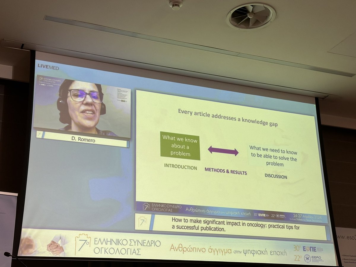 Delighted to host EiC of @NatRevClinOncol @DianaNrco providing a comprehensive presentation of key components of an impactful publication in oncology in the 7th Hellenic Congress of Medical oncology @HeSMO_X