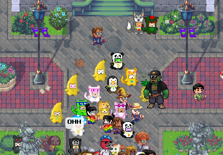 PixelCatGuy's tweet image. Three Bananas and one hungry looking @CyberKongz