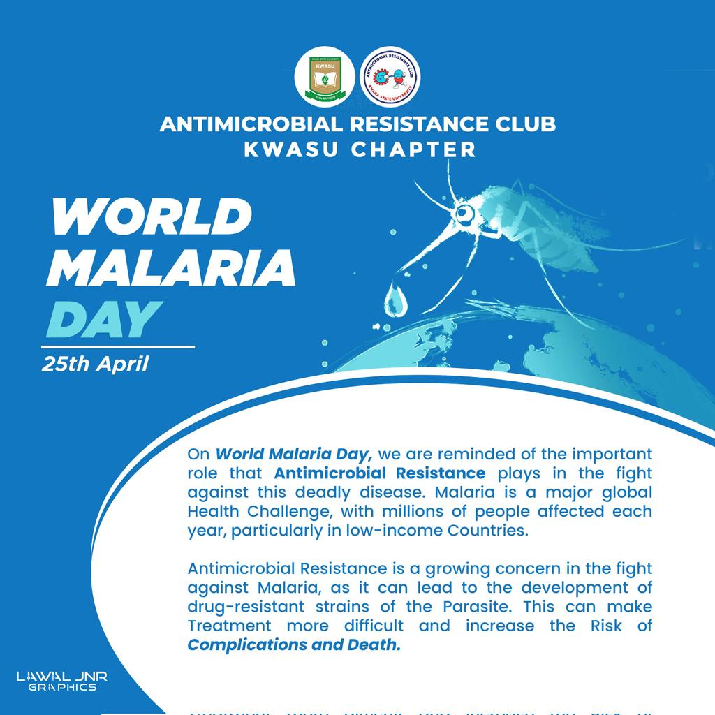 Let's unite to end Malaria. Happy World Malaria Day 🌎.

#WorldMalariaDay2024
#EndMalaria
#AntimicrobialResistance #AMR #AntibioticResistance #AntibioticStewardship  #InfectionPrevention  #GlobalHealth #PublicHealth #OneHealth #AMRawareness #FightingAMR 
@amr_program