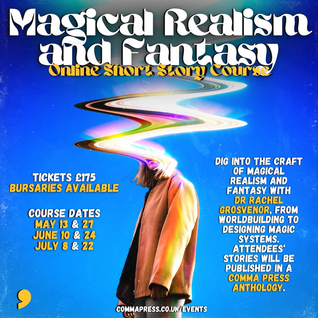 commapress's tweet image. COMMA SHORT STORY COURSES📝

Develop your writing from the comfort of home, hone your skills in genres from Crime Fiction to Urban Weird, and get your work published in a Comma Press anthology!

Tickets for our upcoming courses are now on sale!🎟️

Visit commapress.co.uk/events…