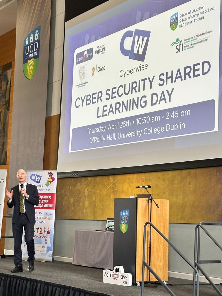 Great to attend the Cyberwise shared learning day this morning at UCD. 💻 Really enjoyed meeting with students & teachers from 20 schools taking part in the Junior Cycle short course in Cybersecurity. Thanks for having me @SchoolofEdUCD!