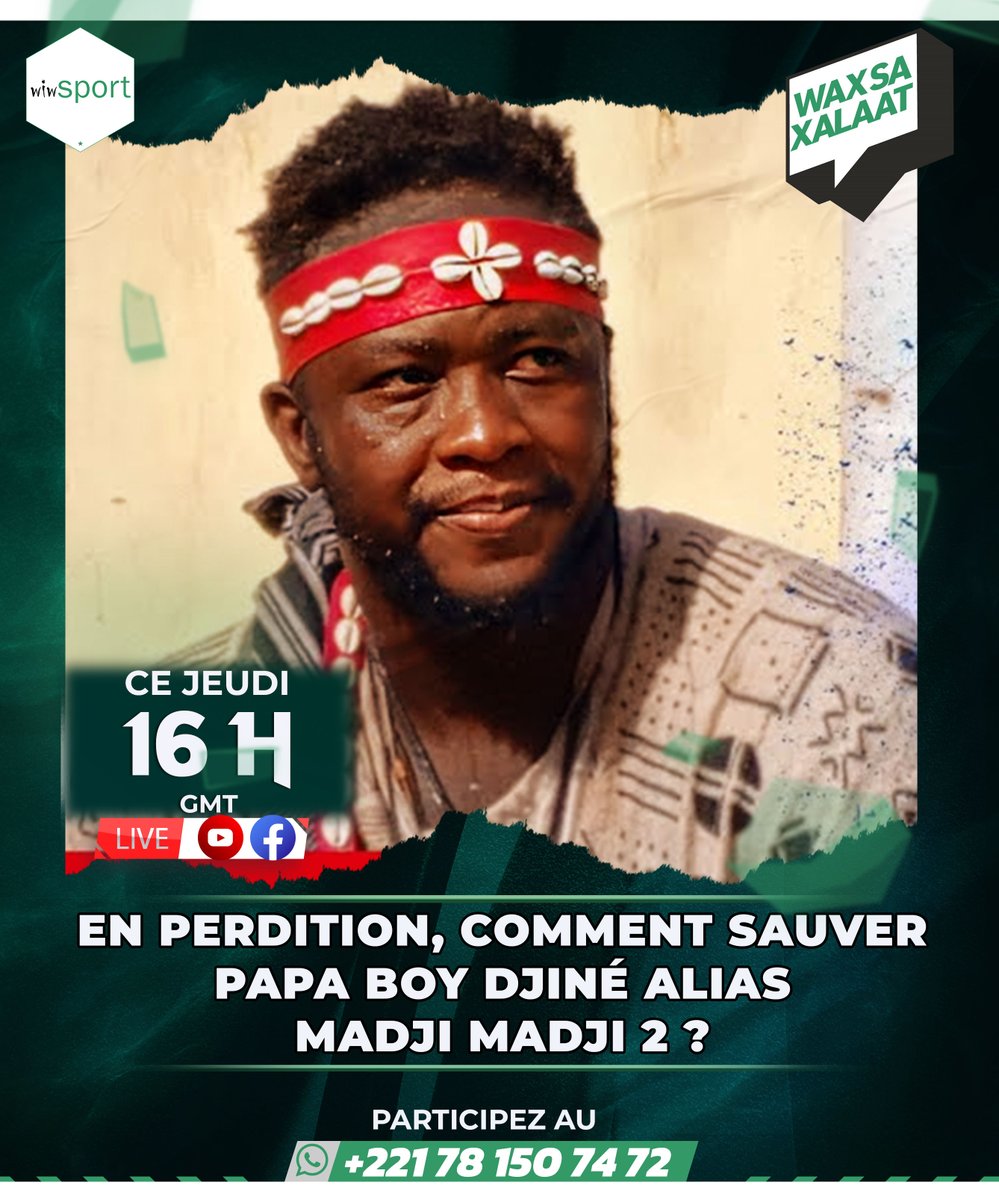 #WakhSaKhalate En perdition, comment sauver Papa Boy Djiné alias Madji Madji 2 ?
🔴 En LIVE
🕕 16h00 Gmt
📞 Appelez sur le +221 781507472
➡️ wiwsport.com
#wiwsport #Senegal #Kebetu #TeamSenegal