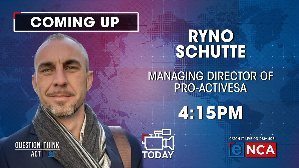 [COMING UP] In our crime focus today we take a look at the country’s crime hotspots when it comes to hijackings - the causes and impact. Managing Director of Pro-ActiveSA Ryno Schutte Joins us on #Today at 4:15pm on #eNCA #DStv403