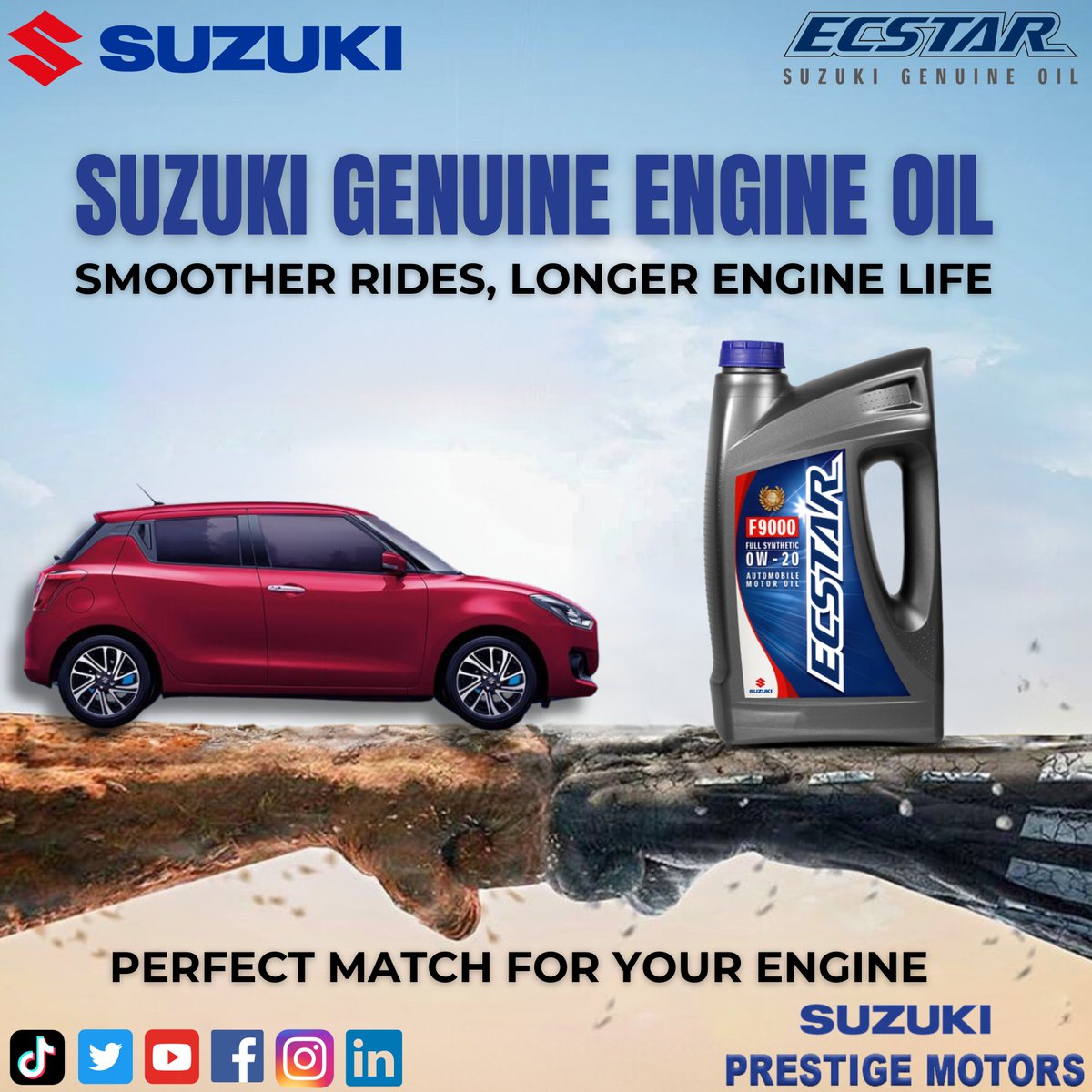 Always Use Suzuki Genuine Ecstar Oil
Perfect Match For Your Engine
#SuzukiGenuineOil #SuzukiPrestigeMotors #SuzukiPakistan #PakSuzuki #likeforlikes #SharePost #SuzukiGenuineOil #ECSTAR #GenuineOil #ecstaroil #suzuki #suzukigenuineparts #likeforfollow #family #community #SharePost