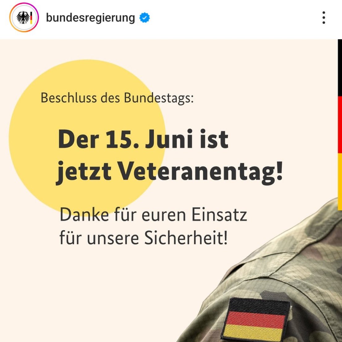 Bundesregierung postet Bild ein Symbolbild eines Soldaten, aber eben nicht in dienstlich gelieferter deutscher Uniform.