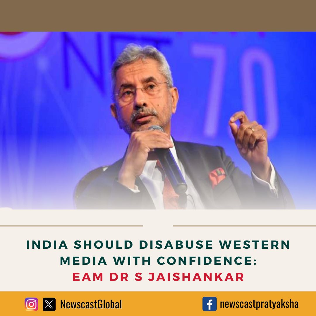 EAM @DrSJaishankar slams #WesternMedia's criticism of #IndianElections. He says they criticise India not due to ignorance but because they think they are also 'political players' in our elections. Jaishankar emphasises India's robust #DemocraticProcess & #VoterEngagement.