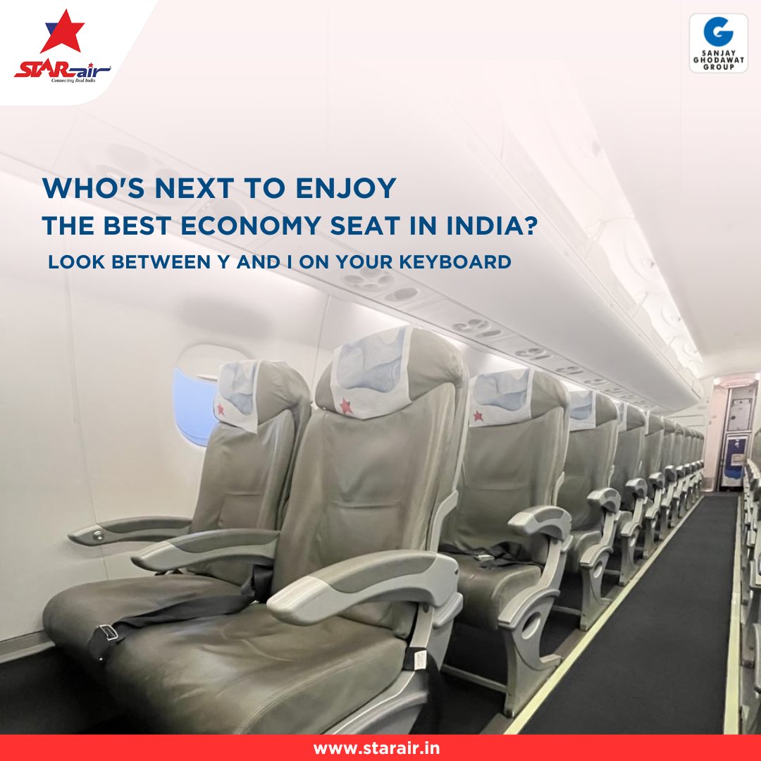 Ready for the ultimate comfort in the skies? Fly with Star Air! Let us take ''U'' on a memorable ride! We ensure to elevate your journey with the best comfortable economy seats on our Embraer 175. #StarAir #ConnectingRealIndia #EmbraerE175 #Trending #SanjayGhodawatGroup