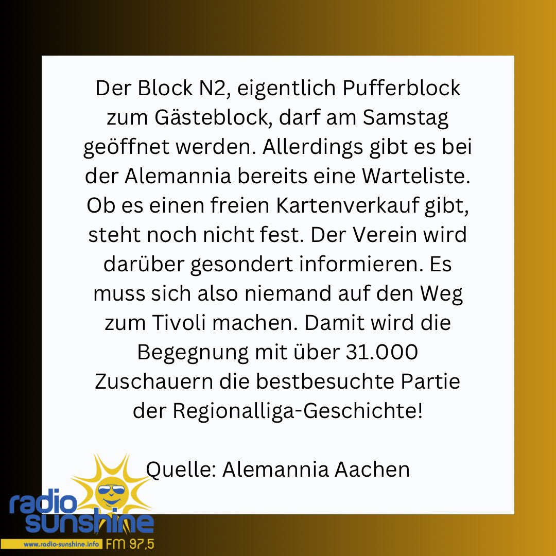 #AlemanniaAachen #Tivoli #BlockN2 #Gästeblock #Warteliste #Kartenverkauf #Regionalliga #Rekordzuschauer #Fußballfans #Stadionerlebnis #VollesHaus #HistorischerMoment #Fankultur #Vorfreude #Ausverkauft #Fußballbegeisterung #TivoliStadion #Sportevent #Aufregung #Rekordspiel