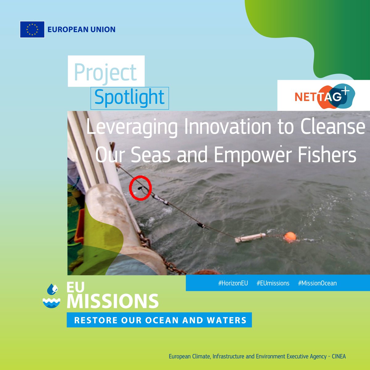 #ProjectSpotlight 🚨 🐟#HorizonEU #MissionOcean @NetTagProject is making waves in the fight against marine litter and lost fishing gear! Read their story ⤵️ cinea.ec.europa.eu/featured-proje… #Climate #EU #Ocean #Waters