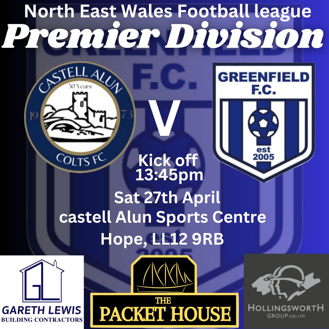 ‼️COMING UP‼️ This weekend @Greenfieldfc travel to take on Castell Alun Colts in the league,