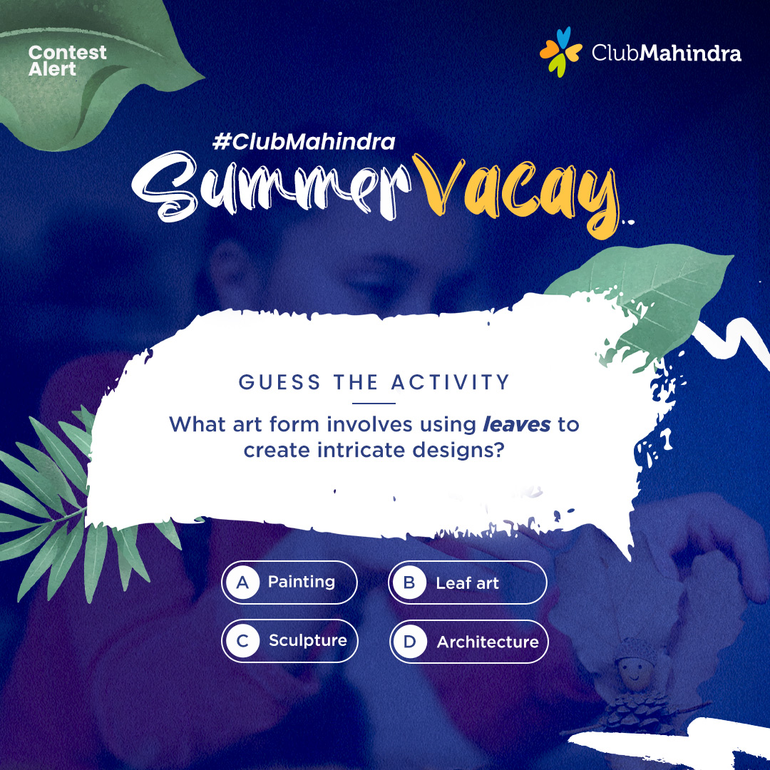 #ContestAlert​ 8 of 12 Participate in all #ClubMahindraSummerVacay contest posts & win.​ STEPS 1) Commenting using #ClubMahindraSummerVacay & @clubmahindra is mandatory​​ 2)Participate in all 12 contest posts Winners get Amazon vouchers worth INR 500 each.​​LAST DATE: 5th May24
