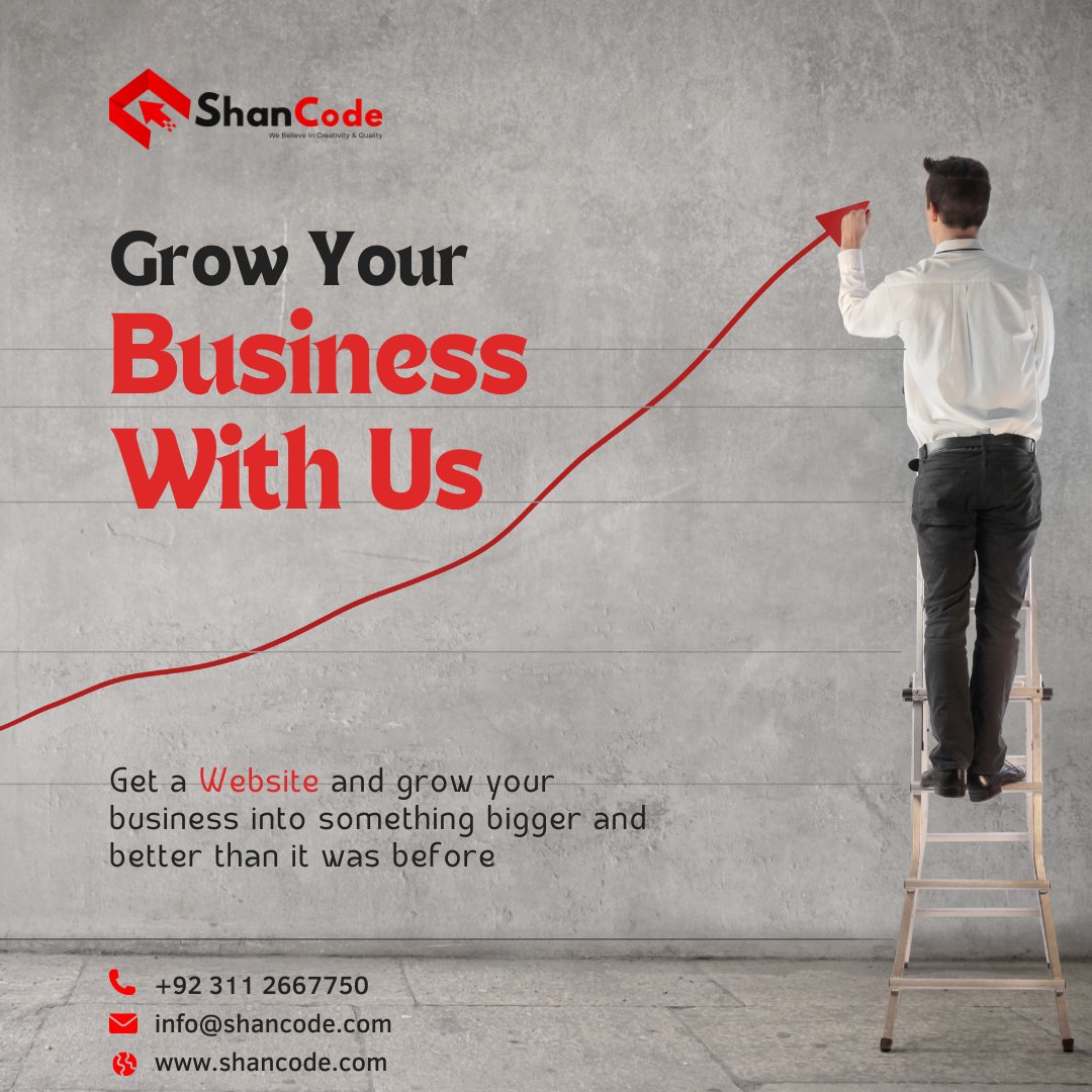 Grow Your Business With Us
Get a website and grow your business into something bigger and better than it was before. Contact us now!
#BusinessGrowth #WebsiteDevelopment #GrowWithUs #BusinessExpansion #contactusnow  #digitalmarketing  #BusinessSuccess #ScaleYourBusiness #shancode