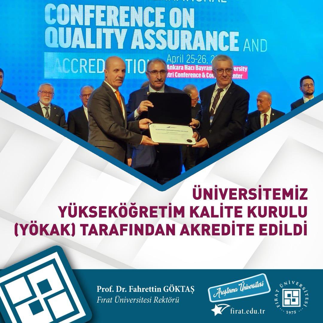 Üniversitemiz, YÖKAK tarafından gerçekleştirilen değerlendirmeler sonucunda akreditasyon almaya hak kazandı. Rektörümüz Prof.Dr. Fahrettin Göktaş, Kurumsal Akreditasyon Belgesini YÖK Başkanı Prof.Dr. Erol Özvar ve YÖKAK Başkanı Prof.Dr. Ümit Kocabıçak’tan aldı. @ProfGoktas