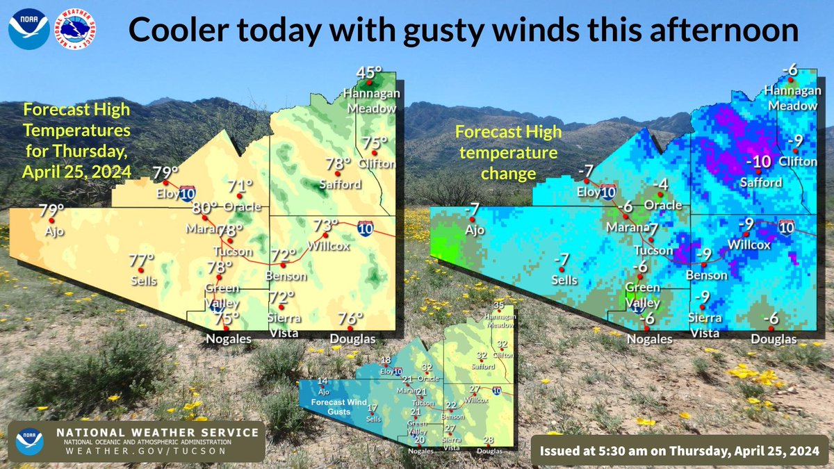 A weather system moving through the state today will bring cooler temperatures and gusty winds to southeast Arizona. #azwx