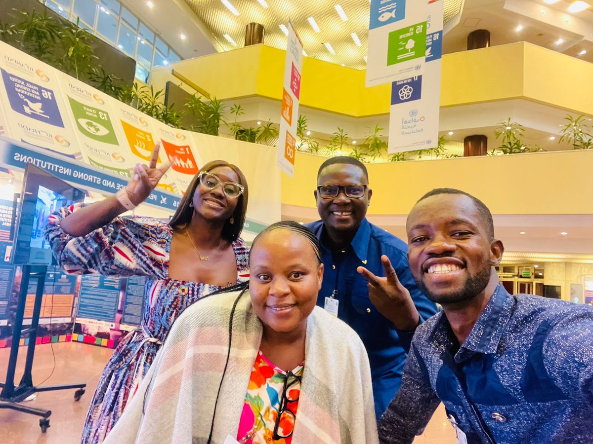 Pusletso Maile @OliviaTutu05 (Youth For SDG), @ametemma (@YagGhana) & Emmanuel Clifford Gyetuah (Bolingo Consult) pose at the ARFSD Goals in Ethiopia. We miss her dearly. But love her outstanding work #SDGs #ARFSD #sustainabledevelopmentgoals #Africanmonitor #Agenda2030