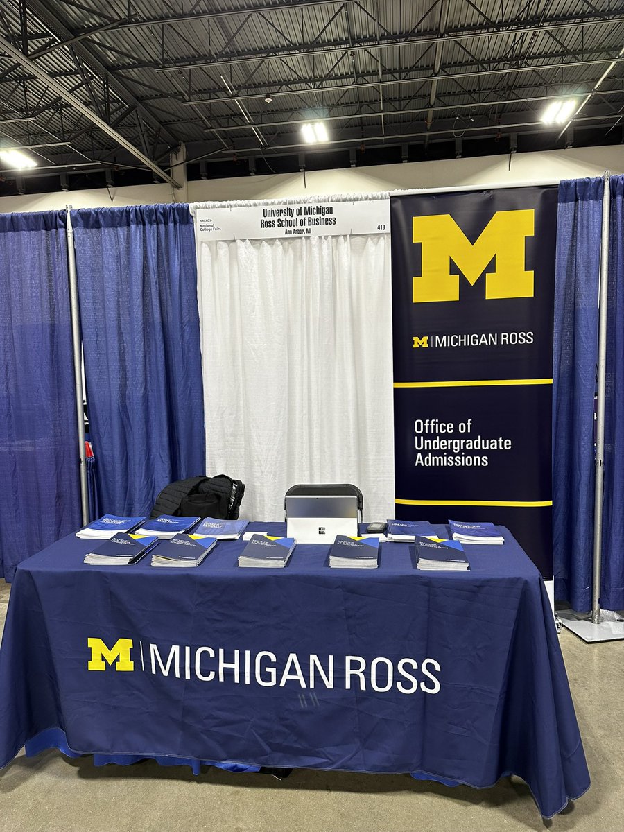 We’re set up and ready to go at the Detroit @NACAC College Fair! Stop by to say 👋🏼 and learn about the #RossBBA