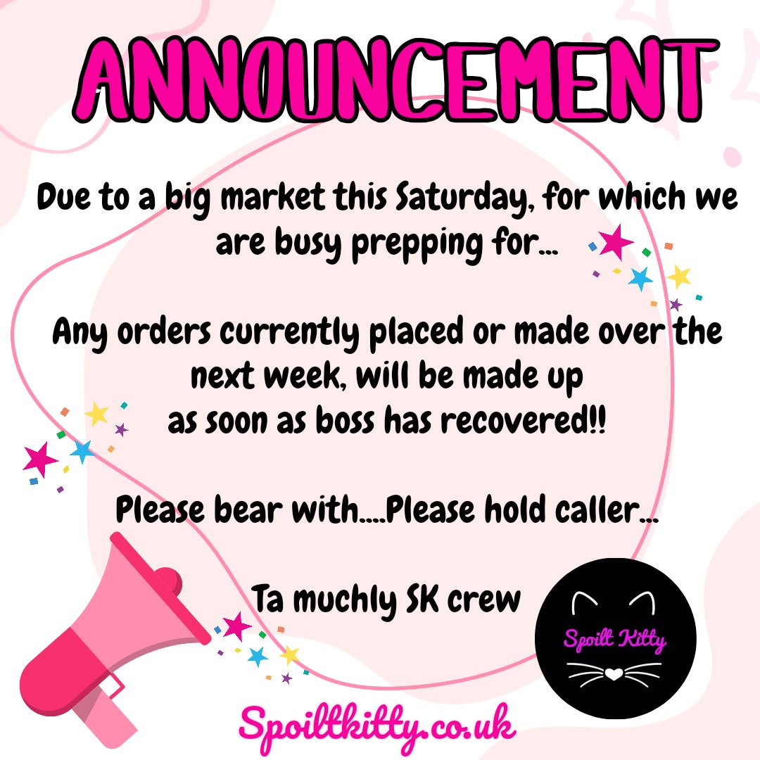 📣Announcement 📣 Here at SK HQ we're all extremely busy prepping for a big market this Saturday... Please see announcement below ⬇️📩⬇️