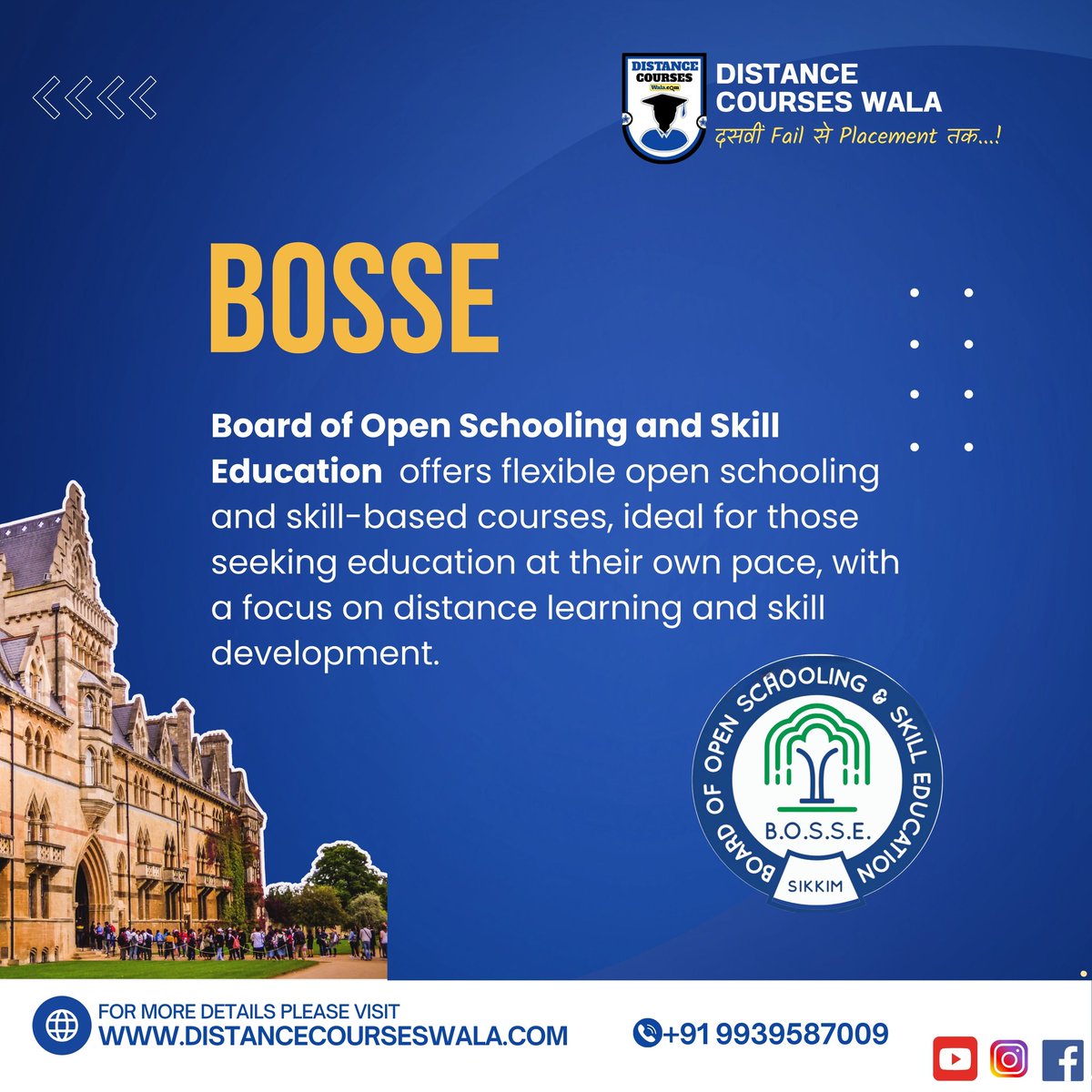 'Your future starts here! 📷 Join Distance Courses Wala, distance learning institute. Unlock flexible education with BOSSE Board courses. Contact us today and take the first step towards your dreams! 📷 #DistanceLearning #BOSSE #EducationForAll#distancecourseswala'