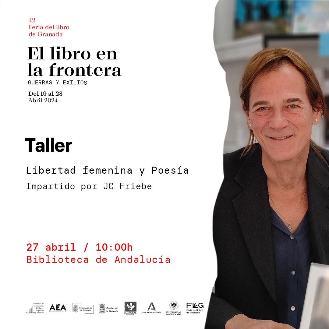 🗣📣 El taller de 𝐋𝐢𝐛𝐞𝐫𝐭𝐚𝐝 𝐟𝐞𝐦𝐞𝐧𝐢𝐧𝐚 𝐲 𝐏𝐨𝐞𝐬𝐢́𝐚 del sábado 27 de abril, a las 10h en la Biblioteca de Andalucía tiene plazas. Hay un cambio: será impartido por 𝐉𝐂 𝐅𝐫𝐢𝐞𝐛𝐞 en lugar de Nieves Muriel ✍️ informacion.bp.gr.ccul@juntadeandalucia.es