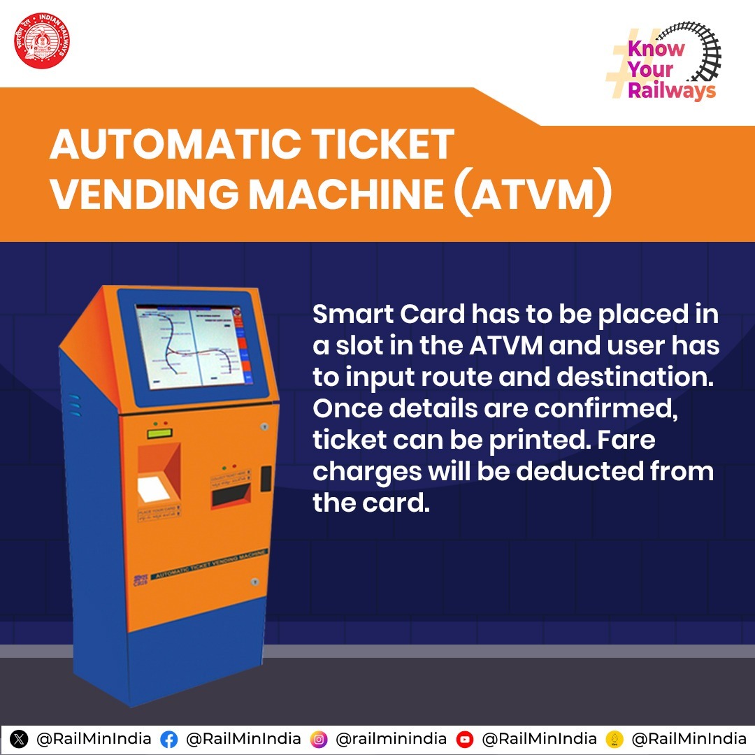 #KnowYourRailways 🤓

Let's find out how integrating technology like ATVMs can simplify the process of buying tickets before starting your journey. @WesternRly