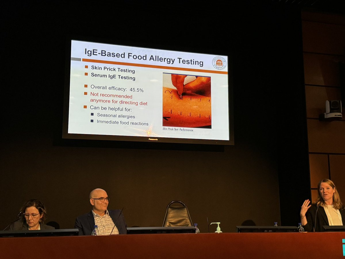 Reminder from Dr. Emily McGowan, allergist from UVA…IgE skin or serum testing is NOT helpful to guide #EoE dietary therapy. -#EoE is not IGE mediated -high false positive rate -may be helpful for concomitant seasonal allergies #oeso2024 @_OESO_
