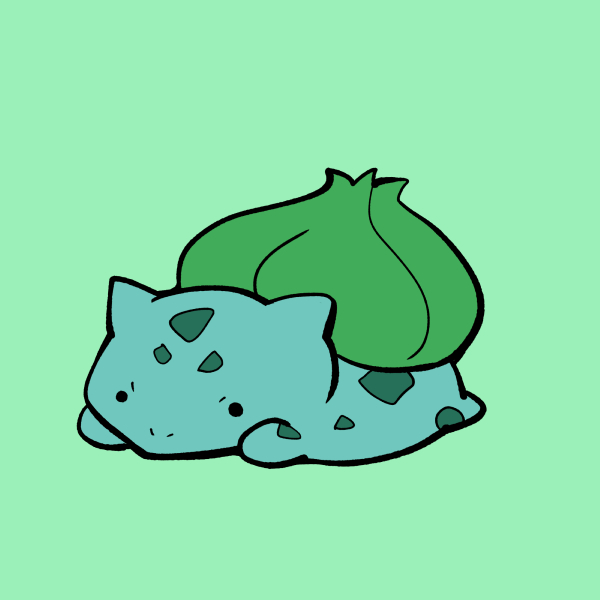 bulbasaur solo looking at viewer simple background closed mouth full body lying black eyes  illustration images