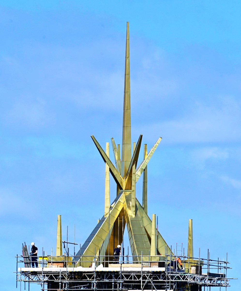 Restortion of Linlithgow's stunning architectural symbol, The Crown of Thorns at St Michael's Parish Church is almost complete as scafolding removal reveals stunning look.