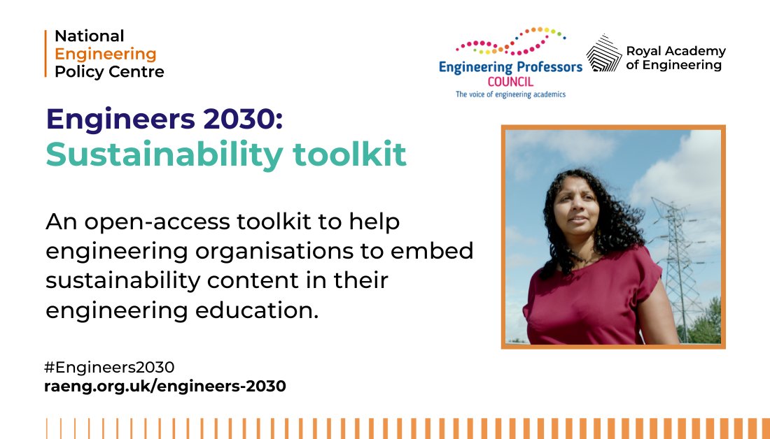 Explore the Sustainability toolkit from @EngProfCouncil as part of our #Engineers2030 policy project. This toolkit is designed to help engineering educators integrate sustainability in teaching. Find out more: nepc.raeng.org.uk/engineers-2030