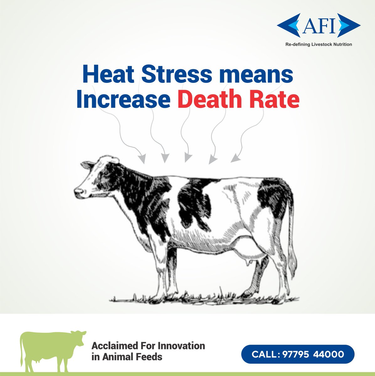 Heat stress also leads to increased lameness, disease incidence, days open and death rates. For more information, Call - 9779544000
