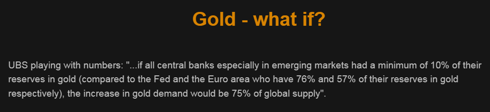 UBS playing with numerical 'What if' on potential gold demand if all central banks loaded up on metallic reserves, via @themarketear