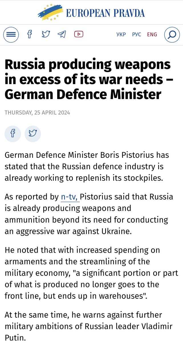 Worth reminding that the russian defence industry heavily relies on Western-made components. Their flow is so successful and uninterrupted that russia manages to produce weapons not only for killing us but also replenish the stocks for future wars