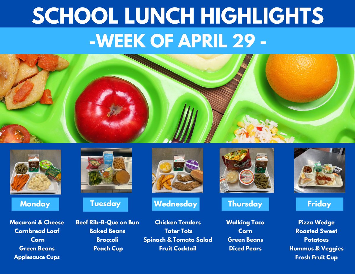 What's on the menu this week? Student favorites like Mac &amp; Cheese, Chicken Tenders, and Walking Taco! See you in the lunch line! 👀🥦🥕🍎