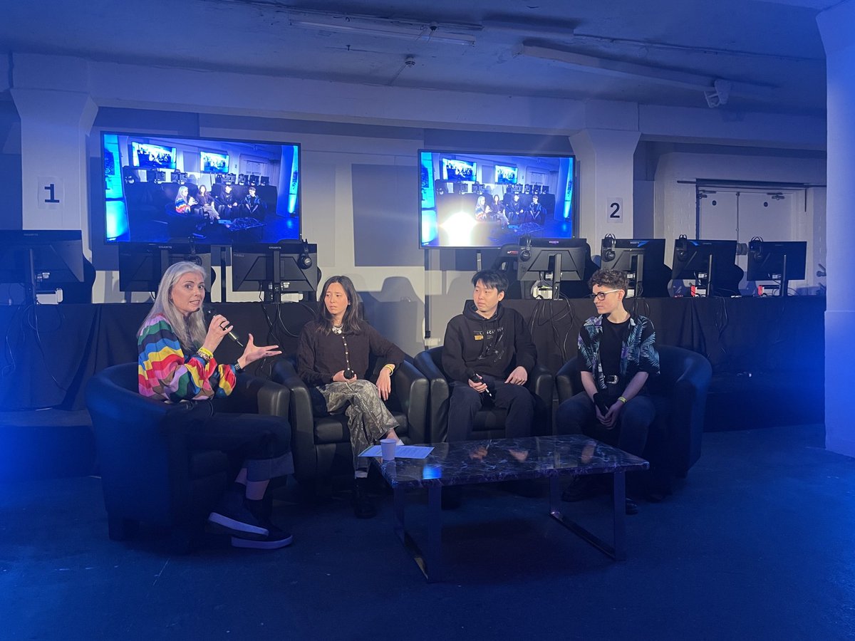 A panel is now taking place featuring graduates from @NFTSFilmTV The students, under the name Reckless Ferrets, won the @uk_ie Student GameJam for their game ‘Taketh Giveth’ The panel is led by @DebsieF of @Tranzfuser #DSHesports @DigSchoolhouse